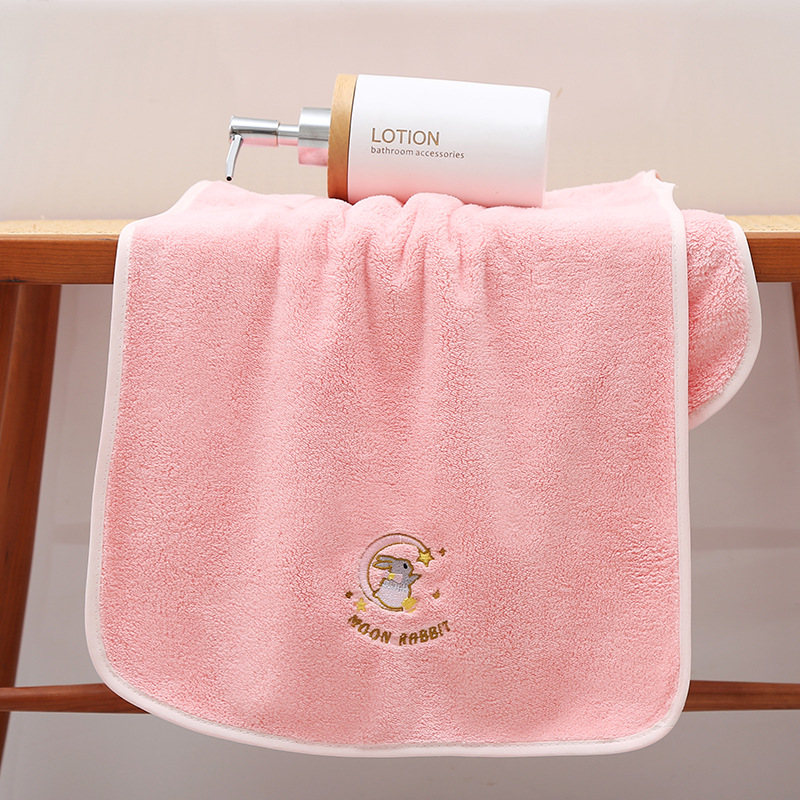 Moon Rabbit Embroidered Super Large Bath Towel Absorbent And - Temu