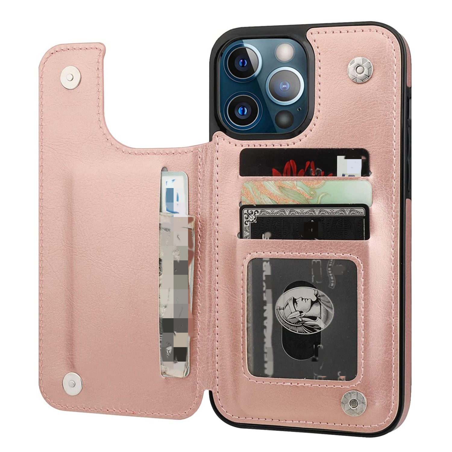 For Iphone 14 Plus 13 12 11 Pro Max Wallet Case With Card Holder, Pu  Leather Case With Ring Stand Detachable Wrist Strap - Temu Philippines