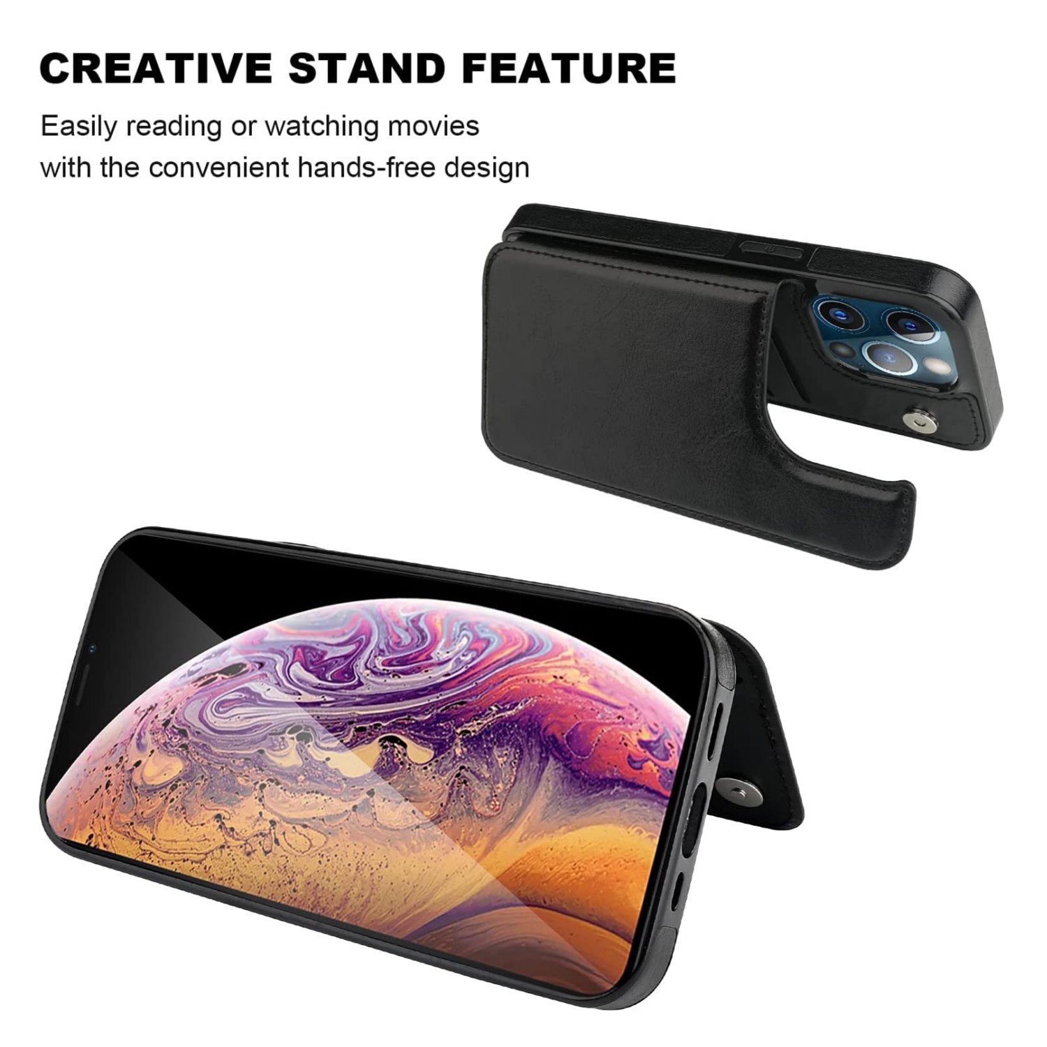 For Iphone 14 Plus 13 12 11 Pro Max Wallet Case With Card Holder, Pu  Leather Case With Ring Stand Detachable Wrist Strap - Temu Israel