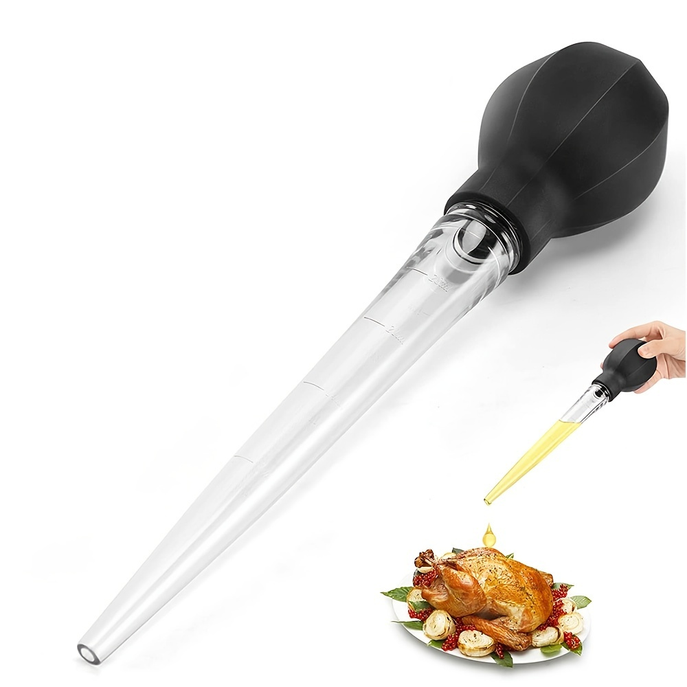 Turkey Baster With Cleaning Brush - Food Grade Syringe Baster For Cooking &  Basting With Detachable Round Bulb - Ideal For Butter Drippings, Glazes,  Roasting Juices For Poultry (black) - Temu