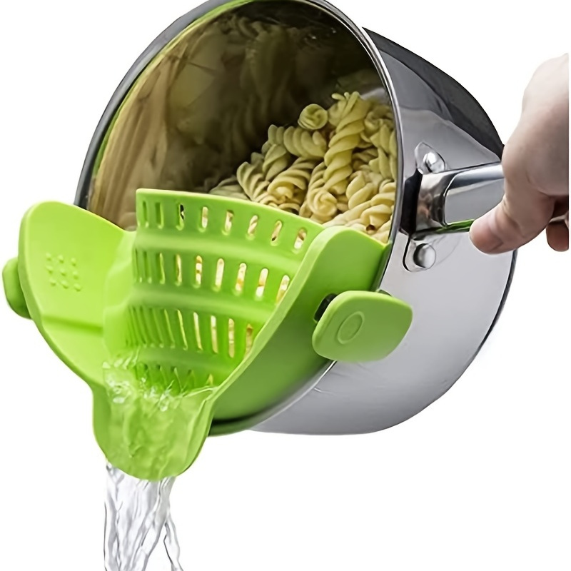 1pc Non-Slip Clip On Strainer: Keep Your Pots Clean and Safe with This Pot Side Drainer!