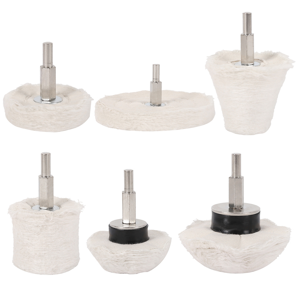 SI FANG 8Pcs Buffing Wheel for Drill,Polishing Wheel Kit White Flannelette  Polishing Mop Wheel Grinding Head with 1/4 Hex Shafts for Manifold