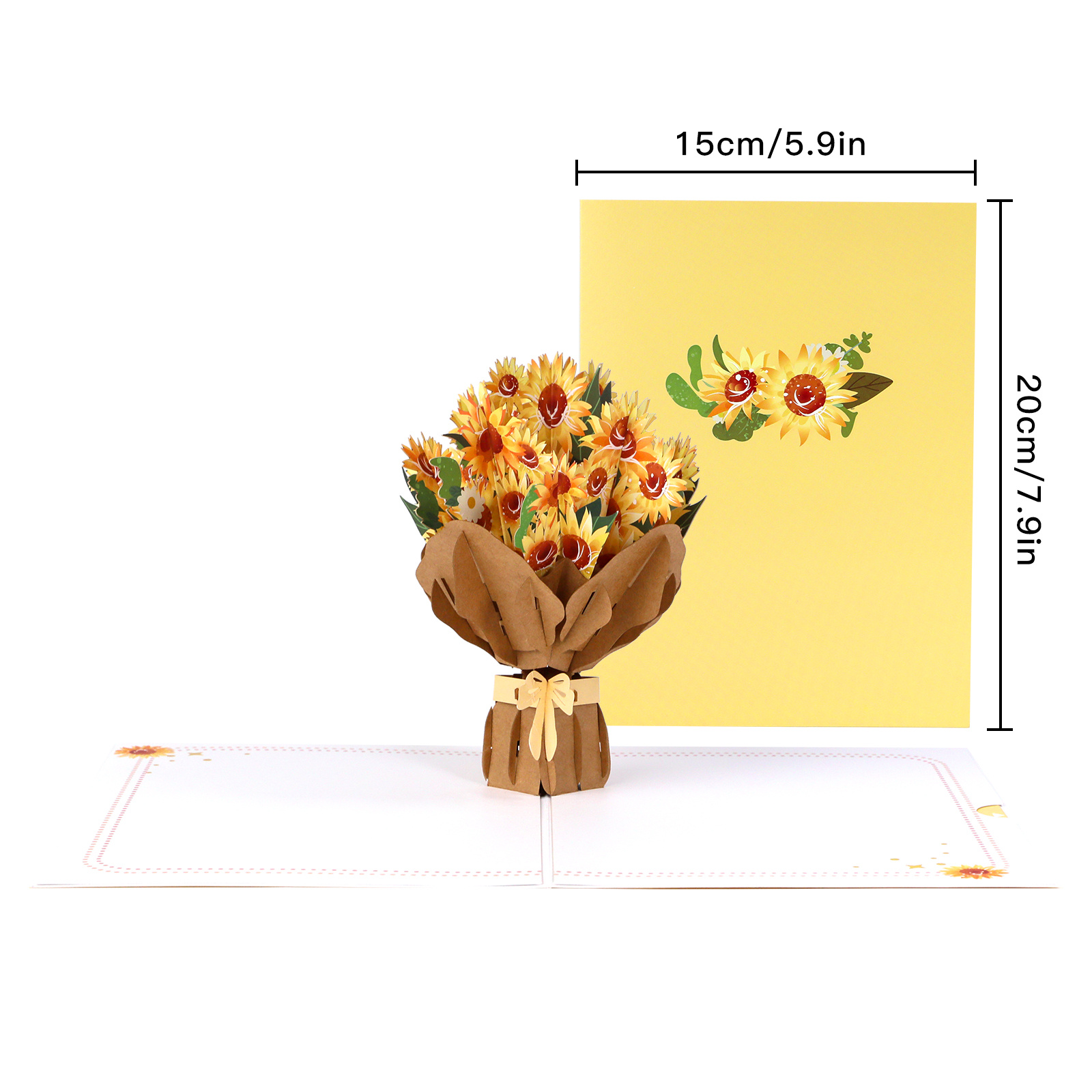 Greeting Card Paper 3d Sunflower Bouquet Popup - Temu