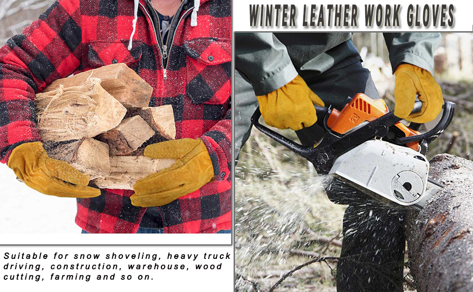  DLY Guantes de trabajo de cuero de invierno, guantes de trabajo  de invierno impermeables para hombres, con aislamiento térmico, guantes de  trabajo de invierno para hombre, guantes cálidos : Herramientas y