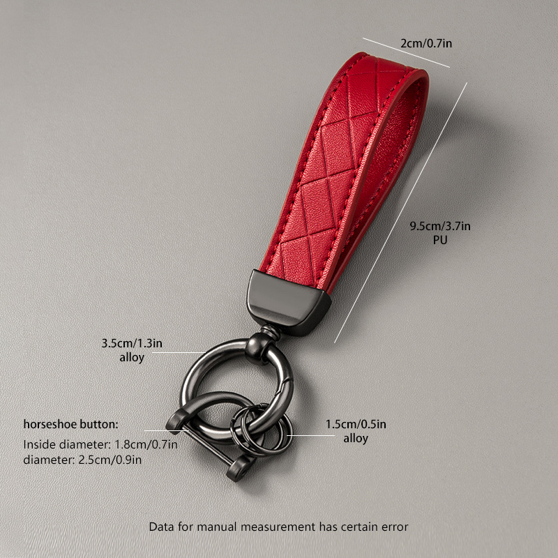 Porte-clés Rouge Voiture Porte-clés Faux Cuir Titane Tone Fer à