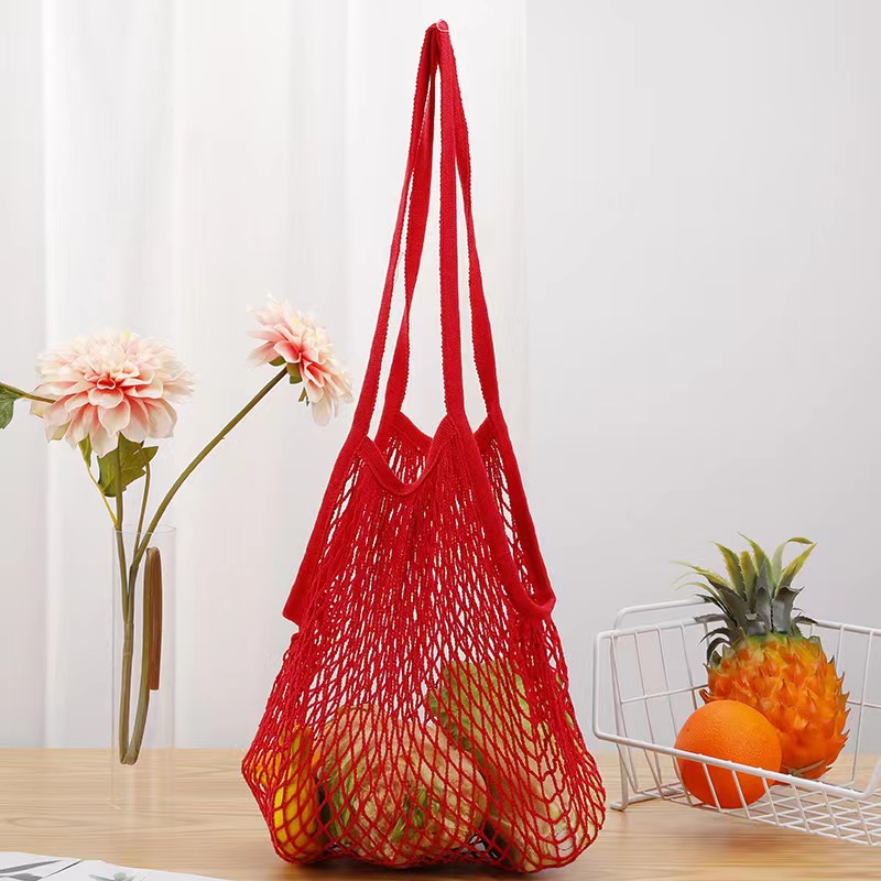 Reusable Grocery Net Bags, Cotton Mesh Tote, Farmer's Market Bags for  Fruits and Vegetables, String Shopping Organizer, Storage Bag with Long  Handles