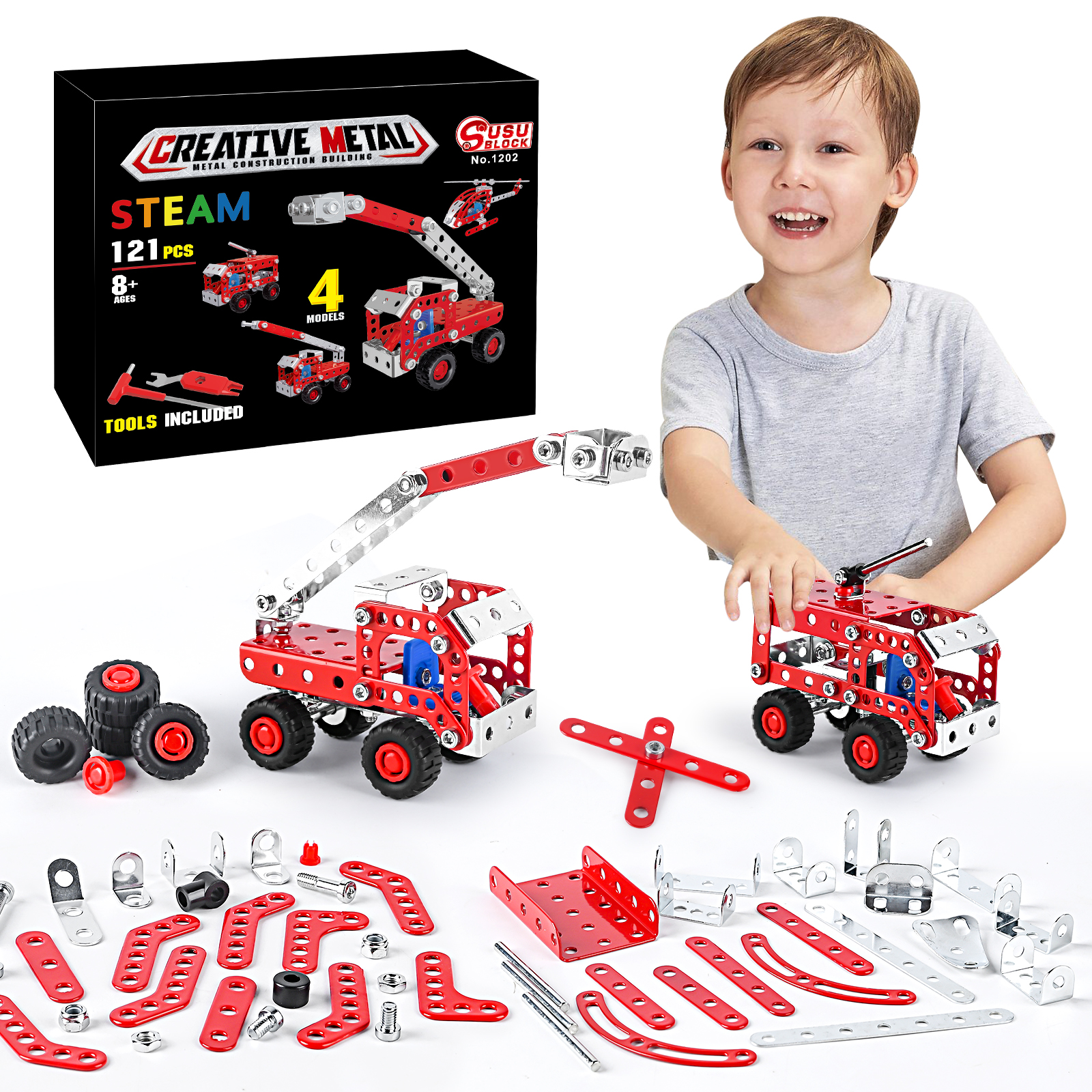  KizBruo Building Toys for Boys Age 8-12, Boys Toys Age 6-8,  Erector Set for Boys 6-8, 152PCS DIY 12 in 1 STEM Toys for 7 8 9 Year Old  Boy, Engineering