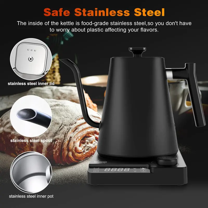 1pc electric gooseneck kettle electric kettle with display automatic shut off coffee kettle temperature control hot water boiler quick heating electric tea pot details 2