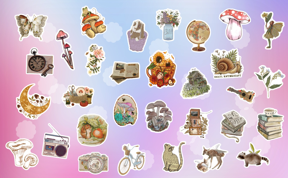 Vintage Stickers 50 Pcs, Aesthetic Cottagecore Vinyl Stickers, Waterproof  Retro Sticker Pack Perfect For Water Bottle, Laptop, Macbook, Phone, Hydro  F