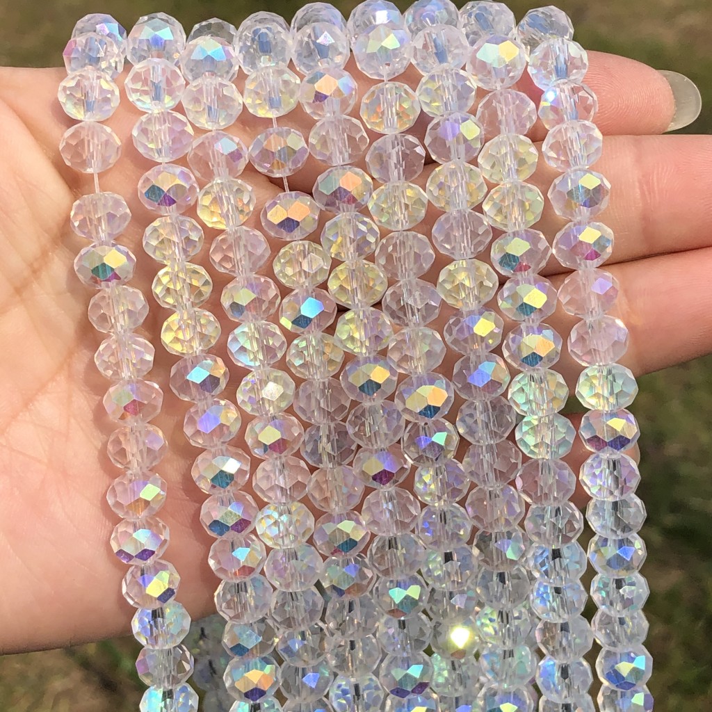 Tetutor Crystal Beads, 800 Pcs Crystal Glass Beads Bulk, Clear Crystal  Beads for Jewelry Making, AB Color Rondelle Faceted Beads Suncatcher Beads  for