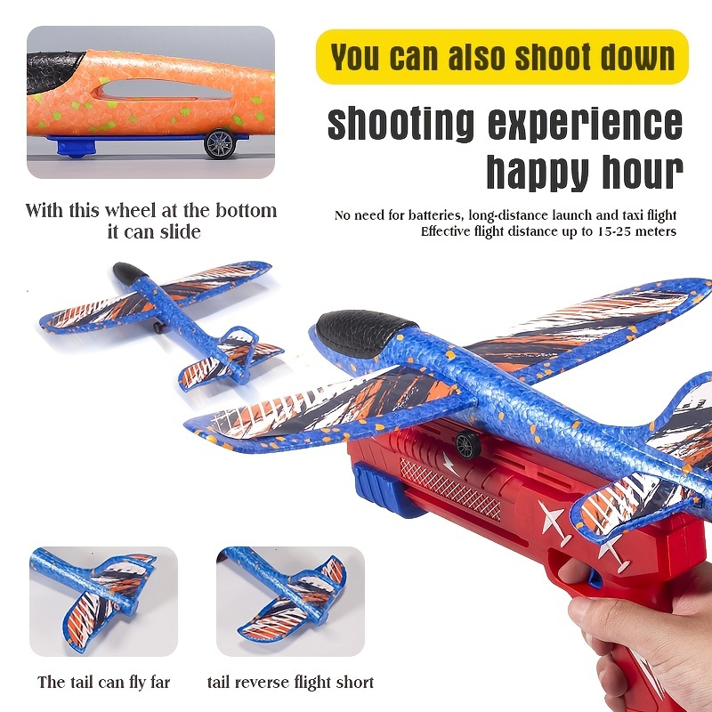Paquete de 2 aviones de juguete con luz LED, 17.5 pulgadas, 2 aviones de  espuma de lanzamiento grandes, 2 aviones planeadores de modo de vuelo