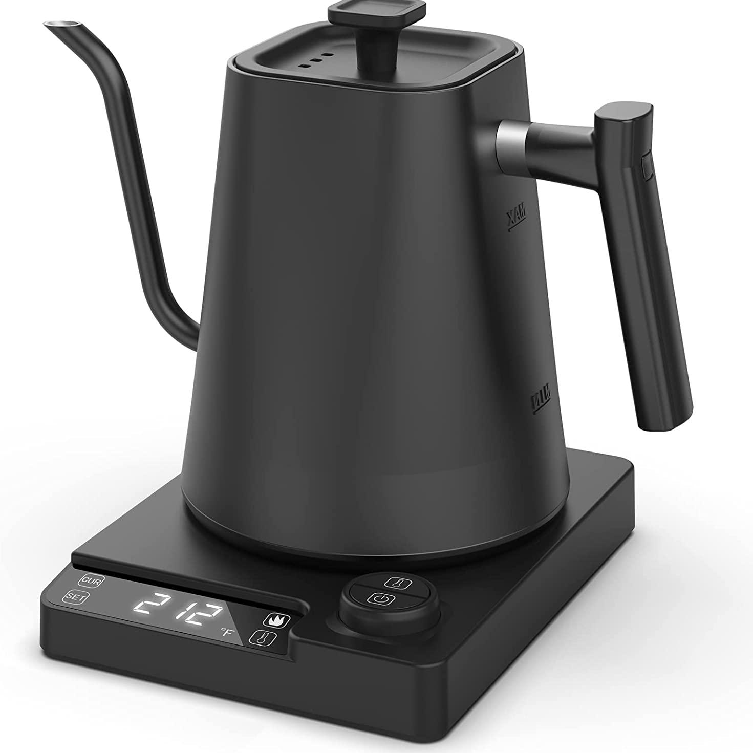 1pc Electric Gooseneck Kettle, 33.81oz Electric Kettle With Display,  Automatic Shut Off, Coffee Kettle Temperature Control Hot Water Boiler,  Quick Hea