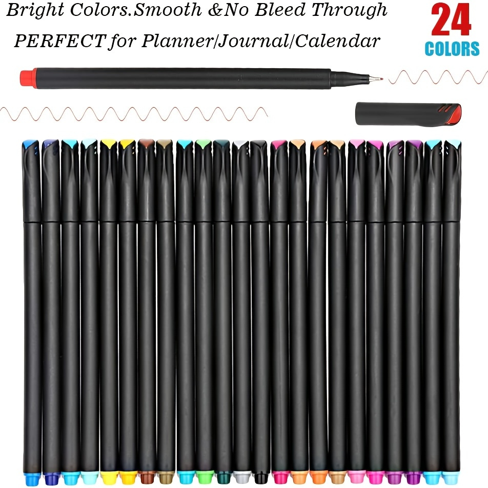 24 Colors Bullet Journal Pens No Bleed Colour Sketch Marker 0.4mm