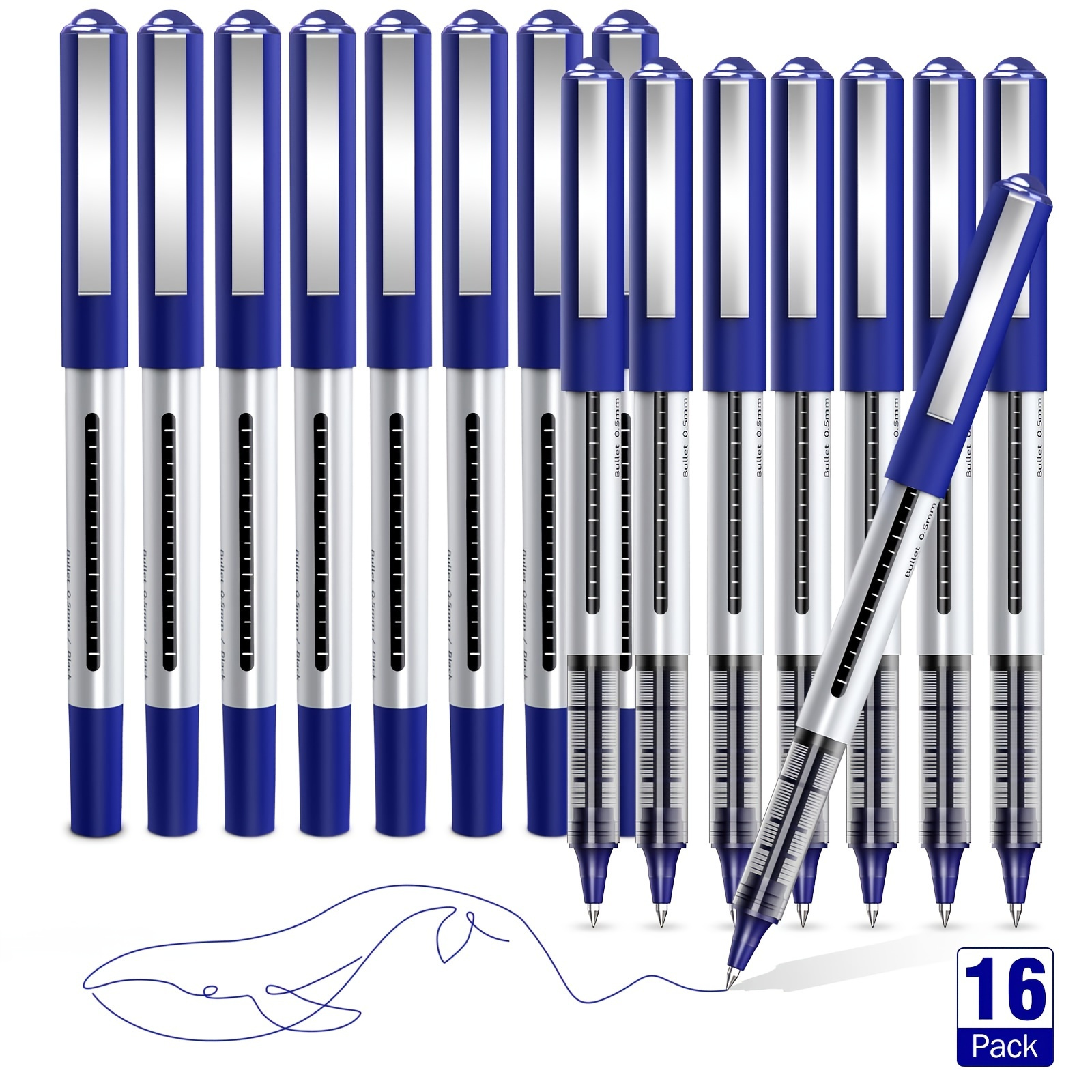 

12 Pieces Rolling Ball Pens, Quick-drying Ink 0.5 Mm Extra Fine Point Pens Liquid Ink Pen Rollerball Pens (blue)