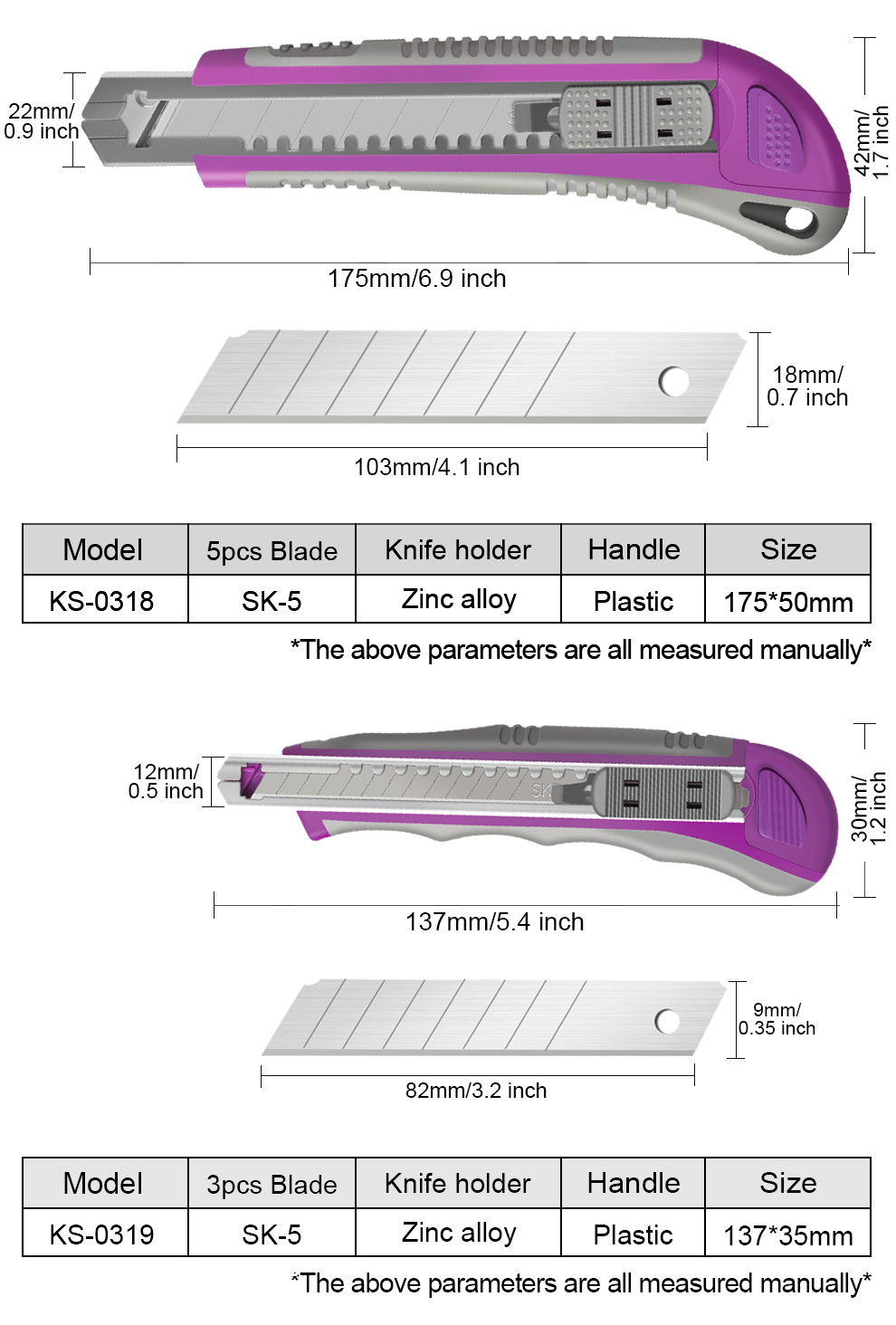 Utility Knife Box Cutter Retractable Self Loading Heavy Duty Snap