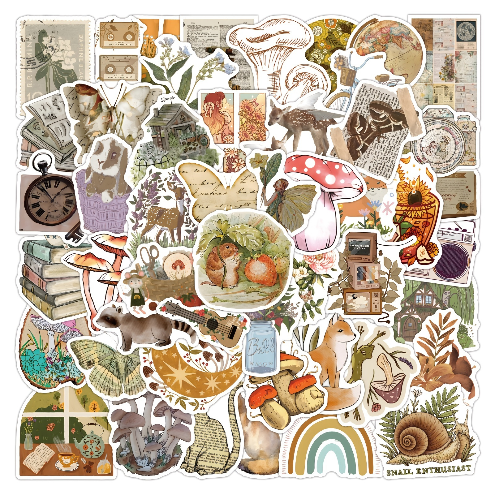 Brown Vintage Stickers Aesthetic Stickers For Water Bottle - Temu