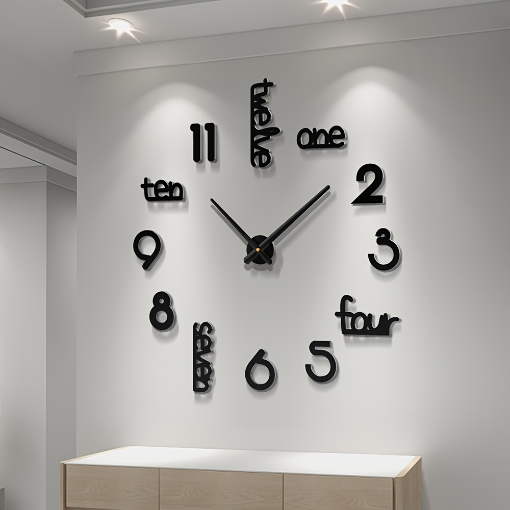 1pc 40in 3d Diy Frameless Large Wall Clocks Living Room Extra Large 