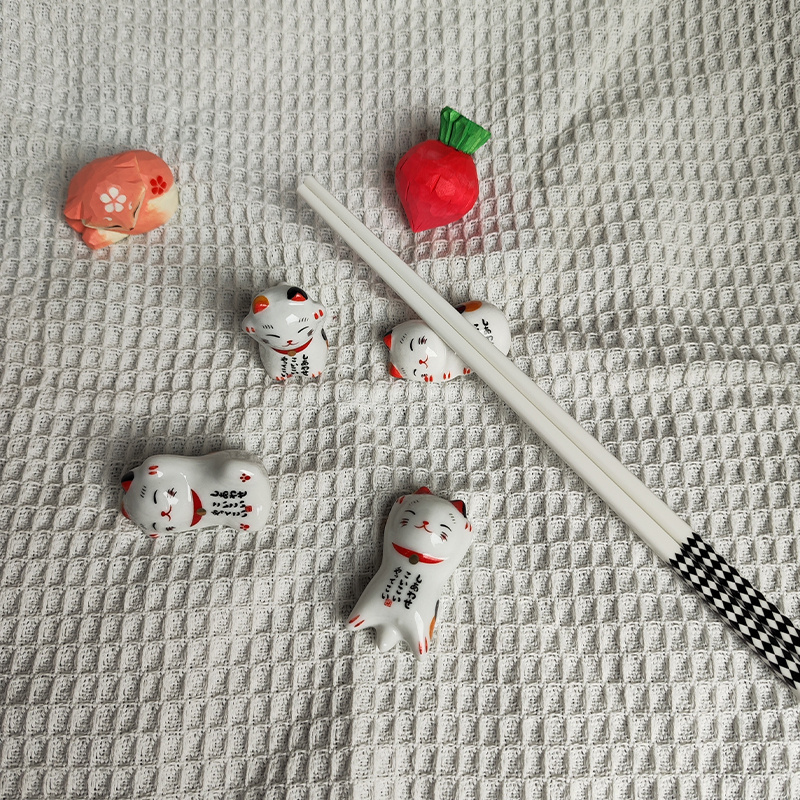 Lucky Cat Ceramic Chopstick Holder Creative Japanese Design Temu