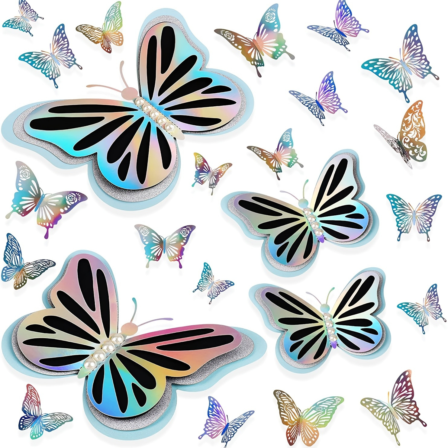 3D Four-Layer Hollow Butterfly Wall Sticker Wedding Decoration Festival  Home Decor Wallpaper Pearl Paper Butterflies