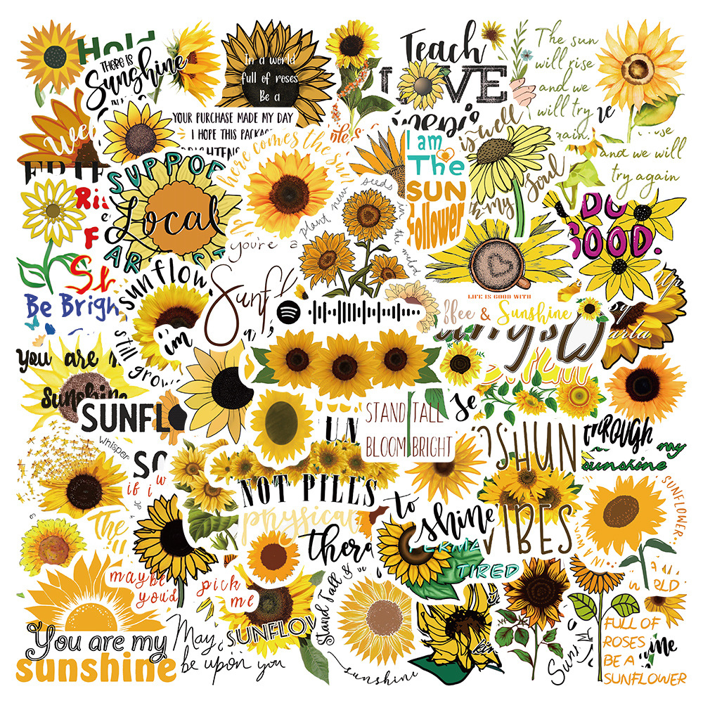 50pcs Adorable Sunflower Stickers - Perfect for Decorating Your Phone,  Notebook, Water Cup, and More!