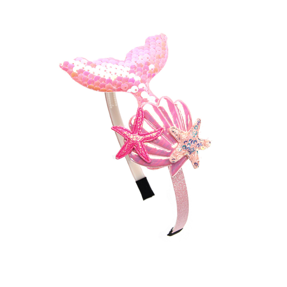 Juego de diadema de sirena de unicornio para niña y banda de satén rosa  para niñas (Mermaid-E)