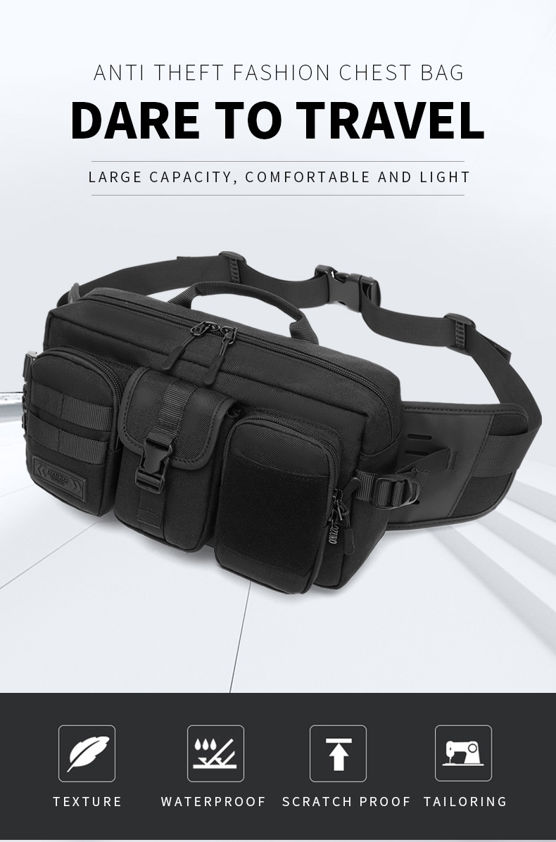 Fitdom Tactical Inspired Large Sling Bag For Men. Perfect Techwear  Accessories EDC Bag For Men. Multi-Functional Waist Pack