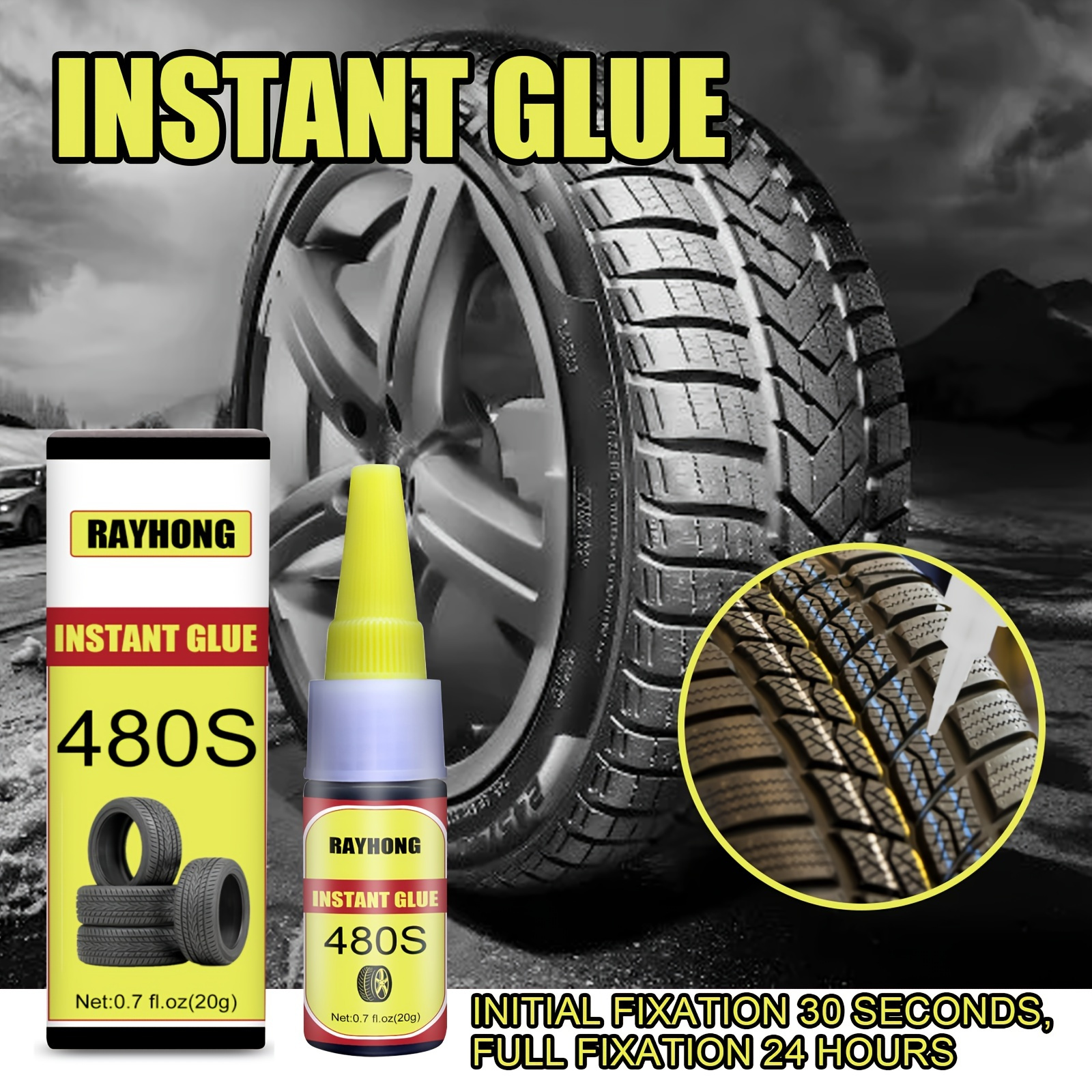 480s Noir Super Glue Voiture Caoutchouc Réparation Pneu Colle Fenêtre  Haut-Parleur Joint Réparation de pneus
