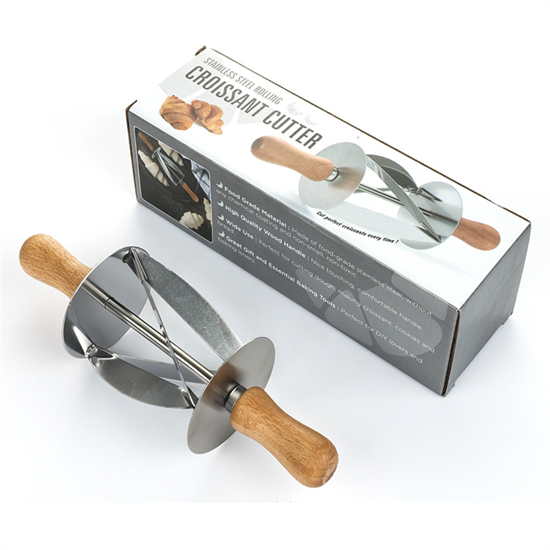 Croissant Cutter Roll Cutter Stainless Steel Croissant Cutter Croissant Roll  Slices Croissant Knife With Wooden Handle For Pasta, Dough, Pastry