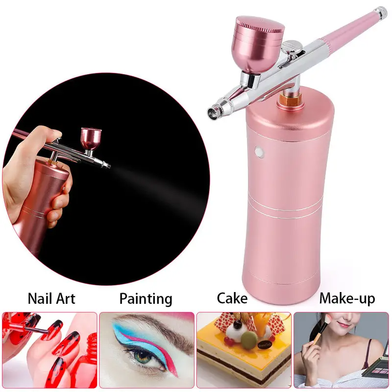 1pc mini air compressor kit air brush paint spray gun airbrush for nail art tattoo craft cake nano fog mist sprayer details 0