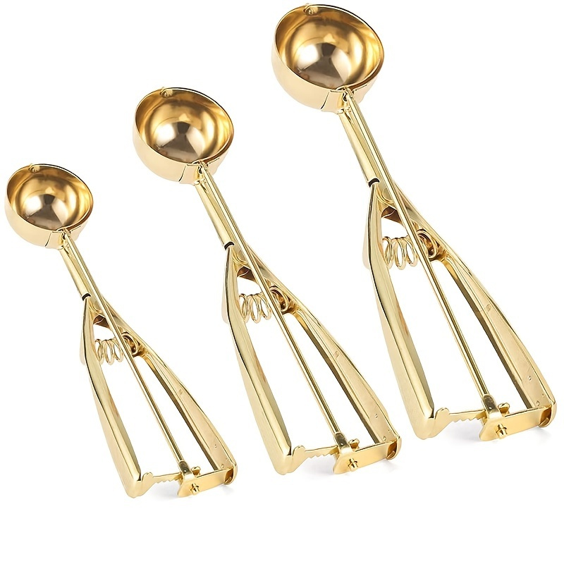 3 Pcs Gold Cookie Scoop Set Ice Cream Scoop Cookie With Trigger