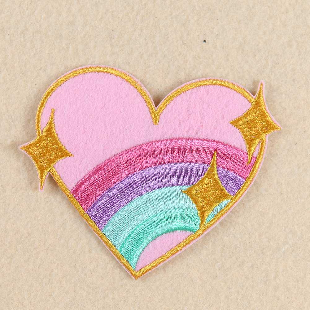 1pc, Colours Love Heart Shape Applique Embroidery Patches Badge Clothes  Sticker Heat Press Iron On Embroidered Patches For Clothing Bags, Festival  Dec