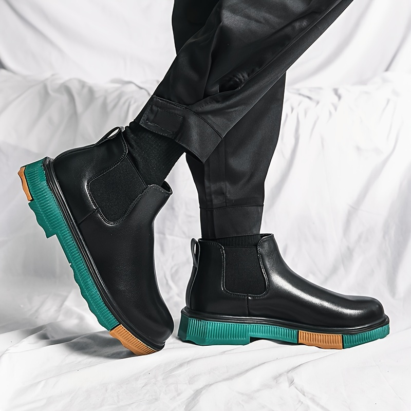Men's Trendy Leather Lightweight Platform High Top Chelsea Boots