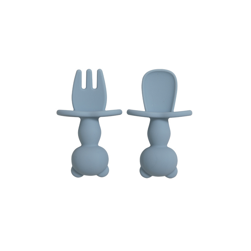 2pcs Baby Training Fork Spoon Set Soft Silicone BPA Learning Tableware