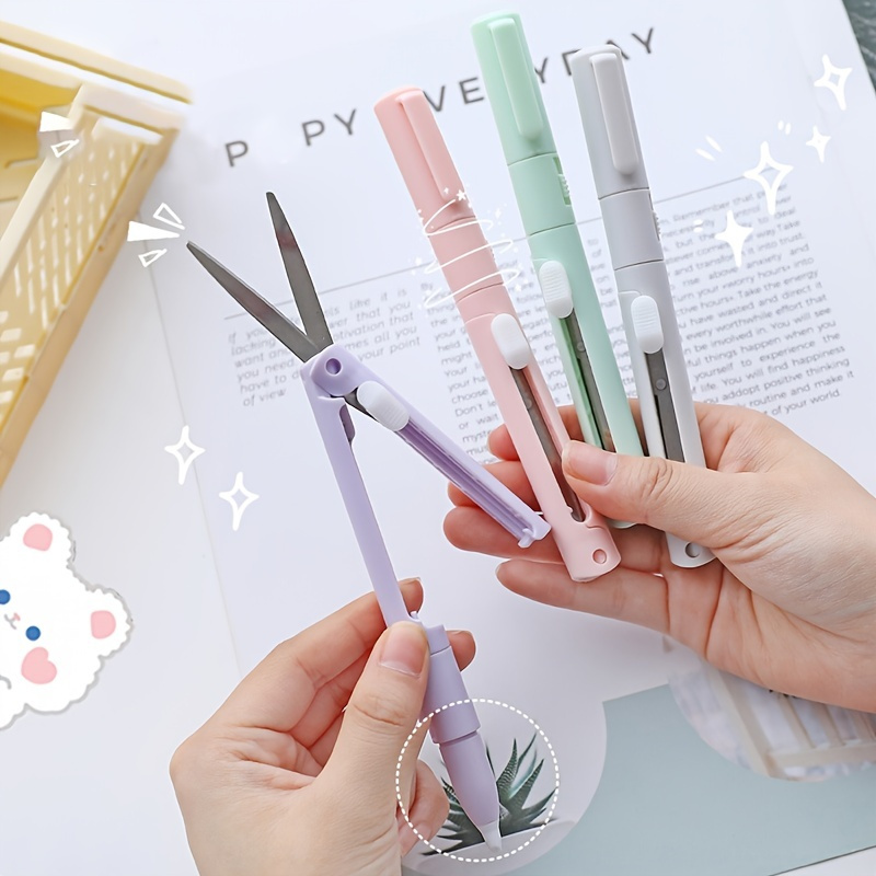 

1pcs Foldable Pencil Scissors Journal Cutting Paper Cutter Student Mini Small Express Delivery Utility Knife