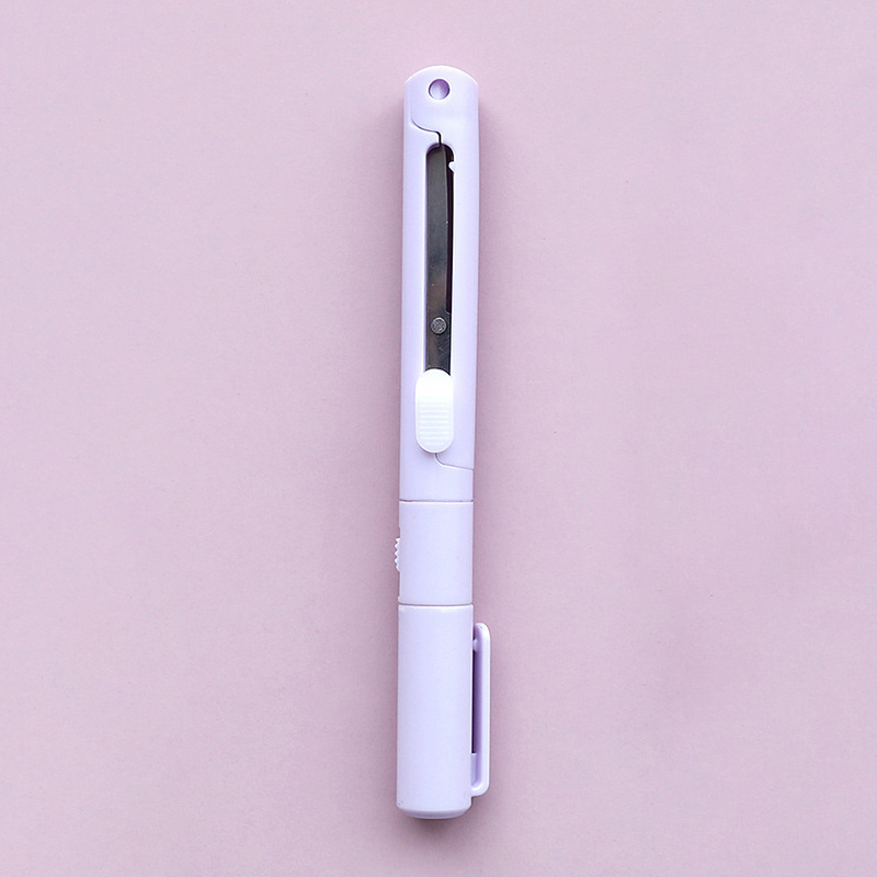 1pc Pen Type Folding Scissors, Mini Foldable Portable Student Art Scissors  (white/blue/green/pink) Four Colors Available