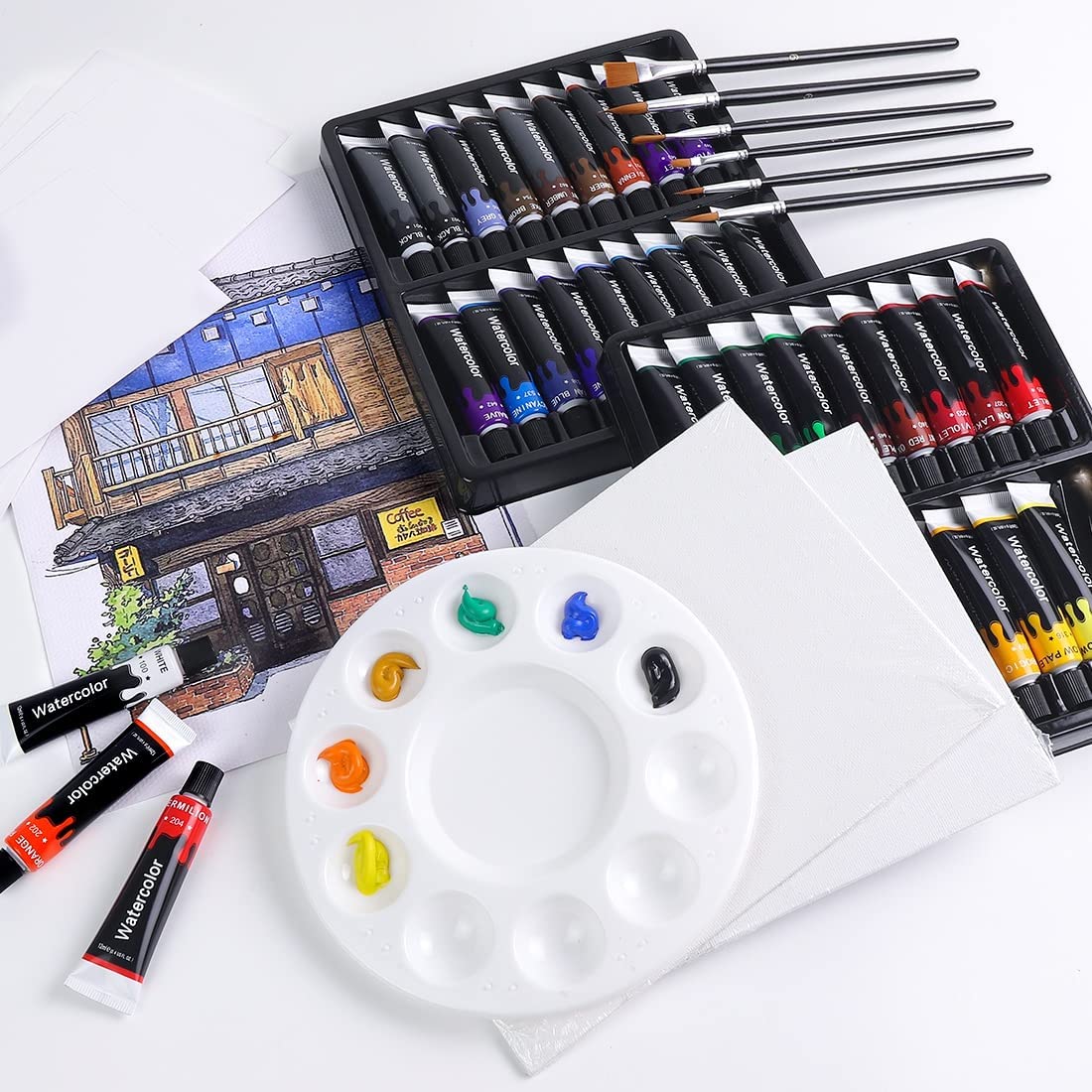Watercolor Paint Set (36 Colors, 12 ml Tubes, 0.4 oz.) - Chalkola Art Supply