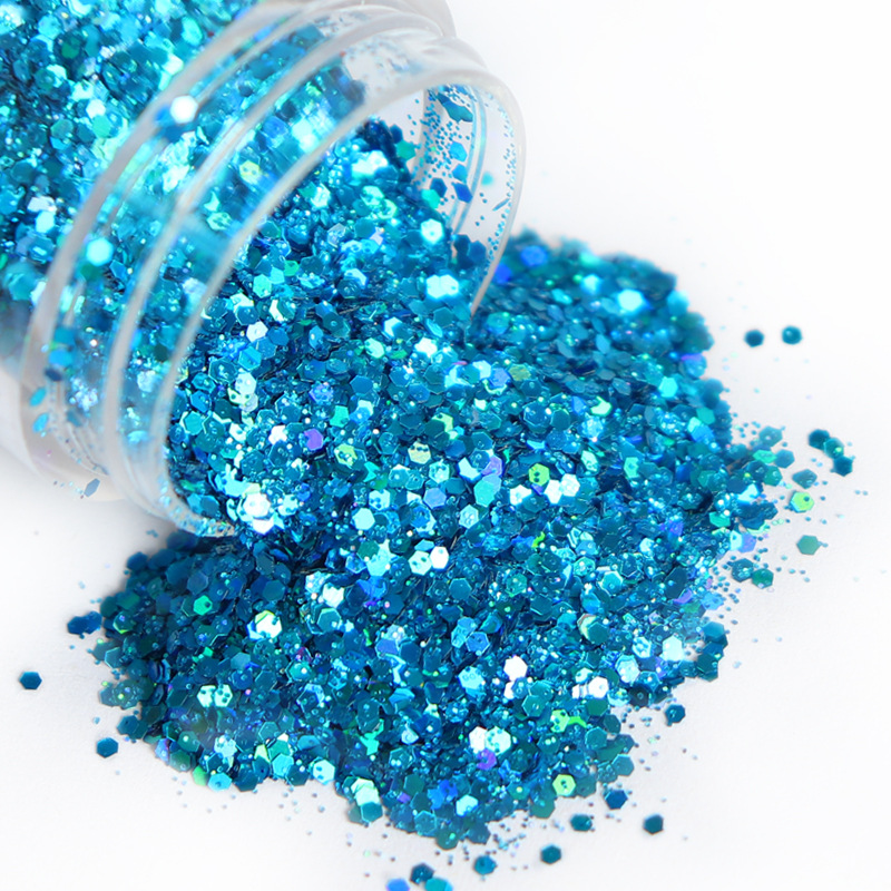 Laser Silver Hexagon Flakes Nail Art Glitter Powder Bulk 0.2mm 1mm