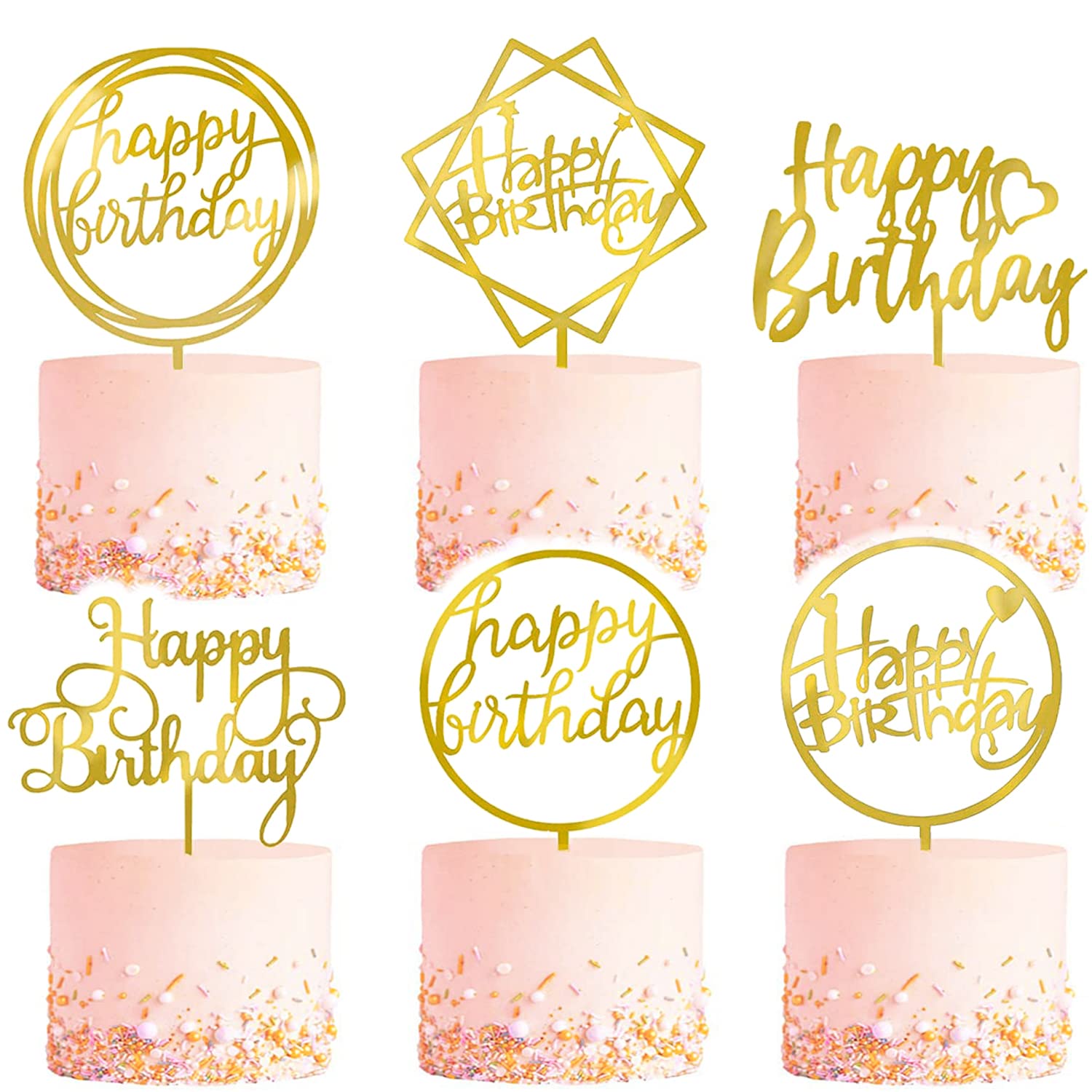 Happy Birthday Cake Topper Gold Cake Topper Acrylic Cake