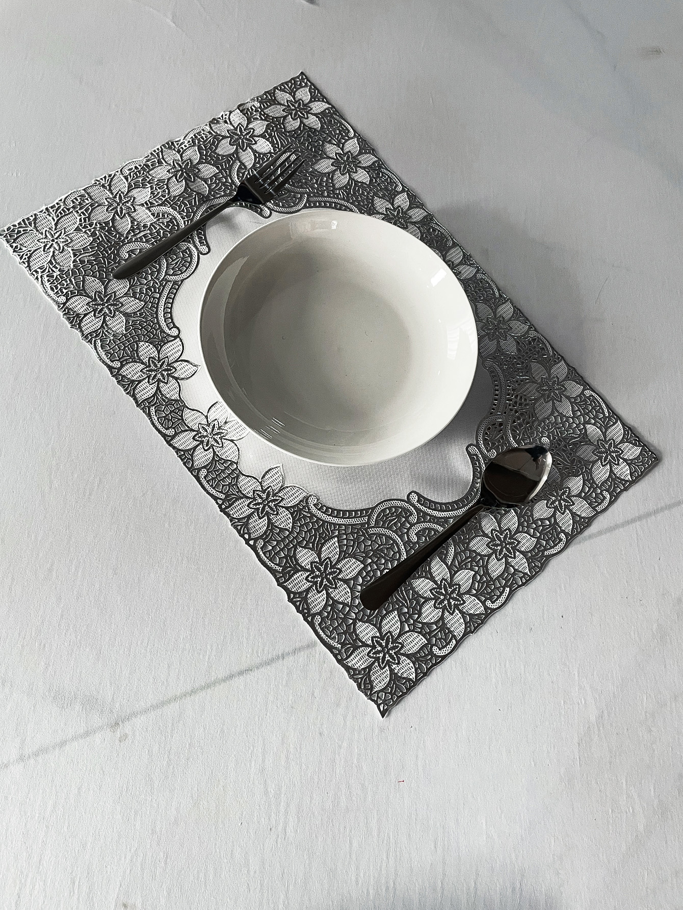 1pc Flower Pattern Placemat, Rectangle Table Mat, Dining Table Decor