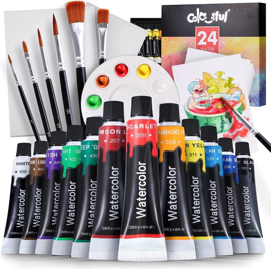 12/18/24/36 Colors Acrylic Paint Set Watercolor Pigments Kit - Temu