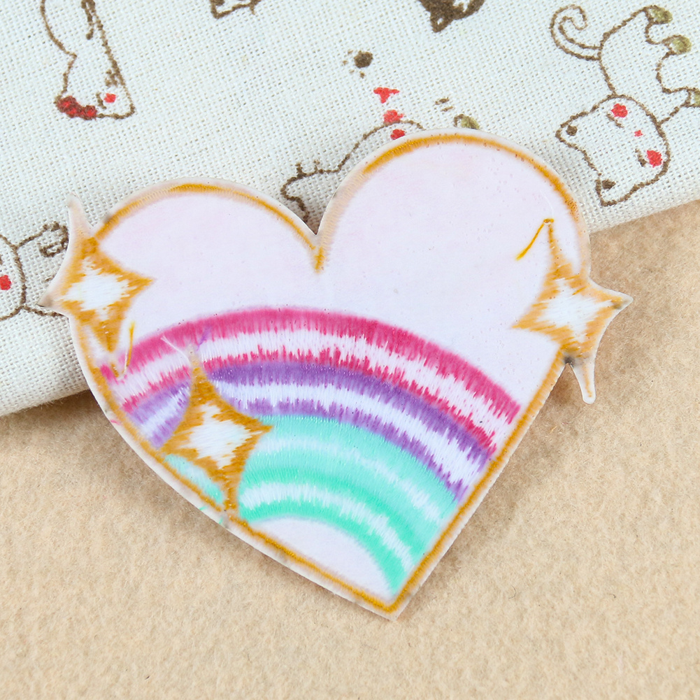 Alice Patches 2.8x2.4 12pcs Pride Rainbow Heart Patches Iron on Embroidered Patches Appliques Machine Embroidery Needlecraft Sewing Girls