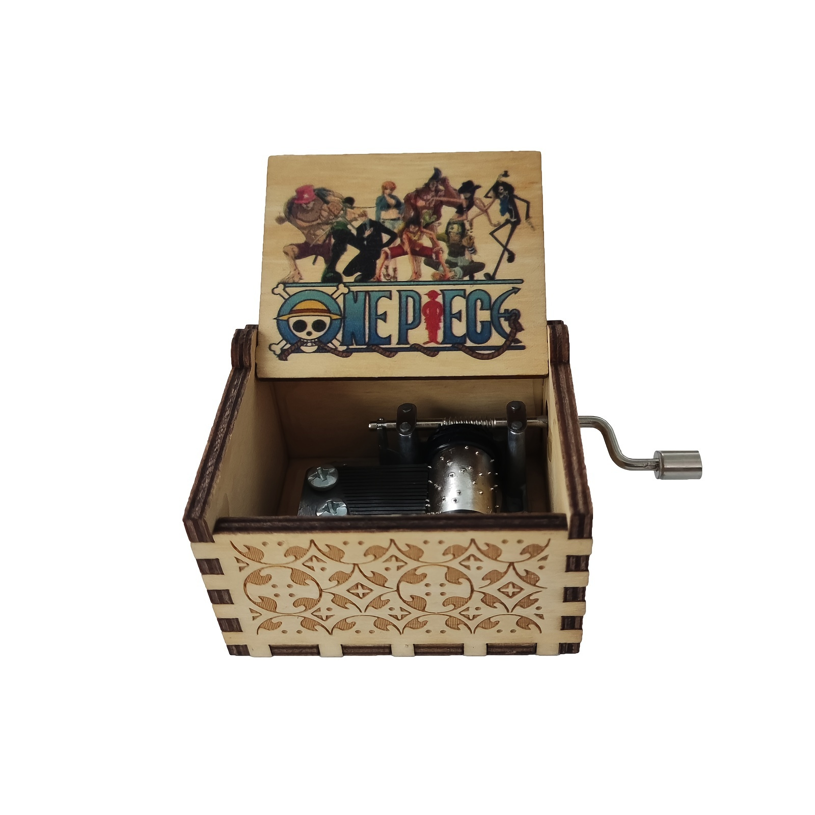 Antique Wooden Music Box - Perfect Christmas Gift for Kids 3+ - Carved Hand Crank for Comic Animation Theme Music