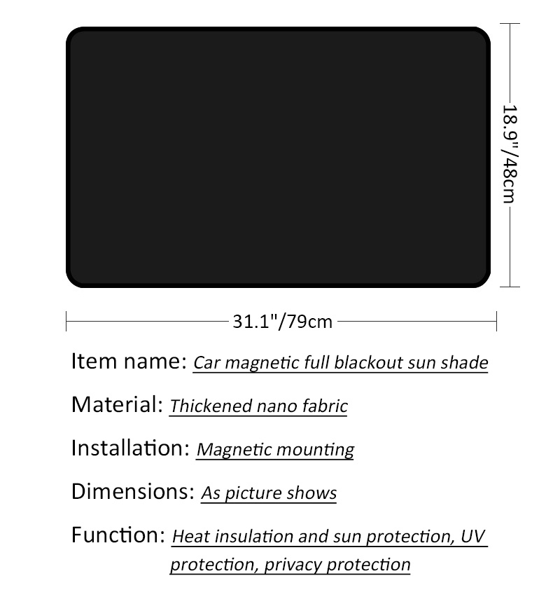 Pare-soleil magnétique pour voiture, protection UV, rideau de voiture,  fenêtre latérale pare-soleil en maill 1Pc Front