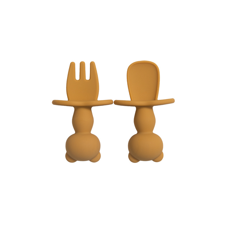 2pcs Baby Training Fork Spoon Set Soft Silicone BPA Learning Tableware