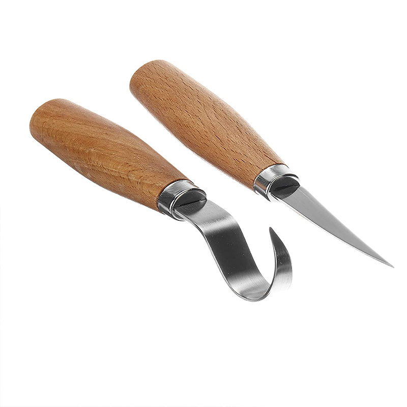 Carving Knife, Tool Chip Carving Knife Paring Knife with Knife Sleeve +  Hook Knife, Wood Carving Kit for Spoon Bowl Cup Woodworking 