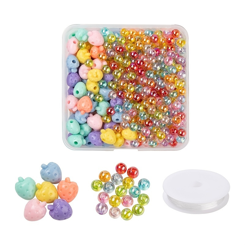 DIY Bracelet Making Kit About 654 Pieces 0.8mm Pink Acrylic Beads Plastic  Beads Mixed Style Elastic Thread 1 Roll For Making Bracelets And Necklaces 