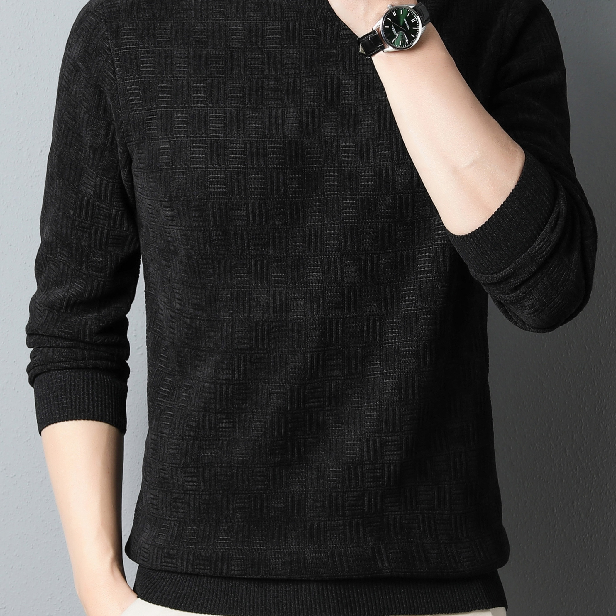 

Winter New Men's Casual Sweater Round Neck Plus Thick Base Warm Sweater Best Sellers