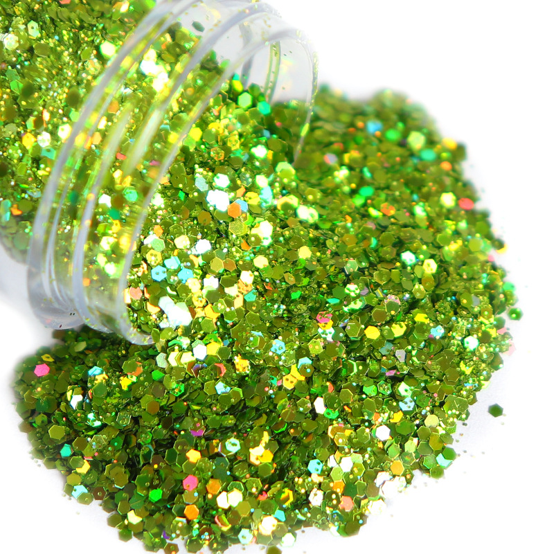 Laser Silver Hexagon Flakes Nail Art Glitter Powder Bulk 0.2mm 1mm