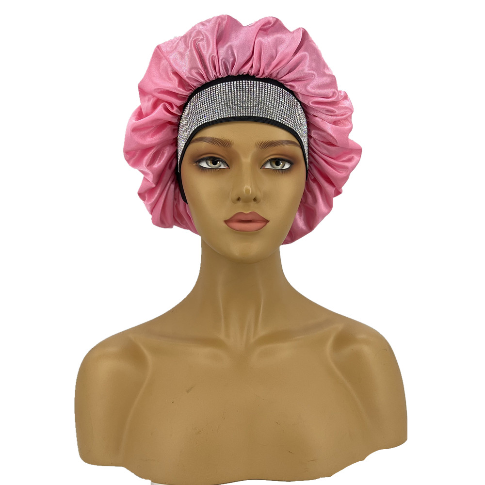 Women Curly Hair Rhinestone Band Sleep Caps Night Temu