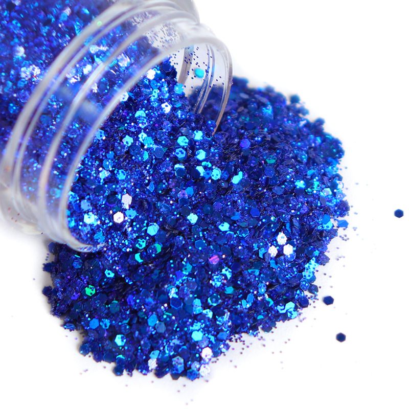 Laser Silver Hexagon Flakes Nail Art Glitter Powder Bulk 0.2mm 1mm